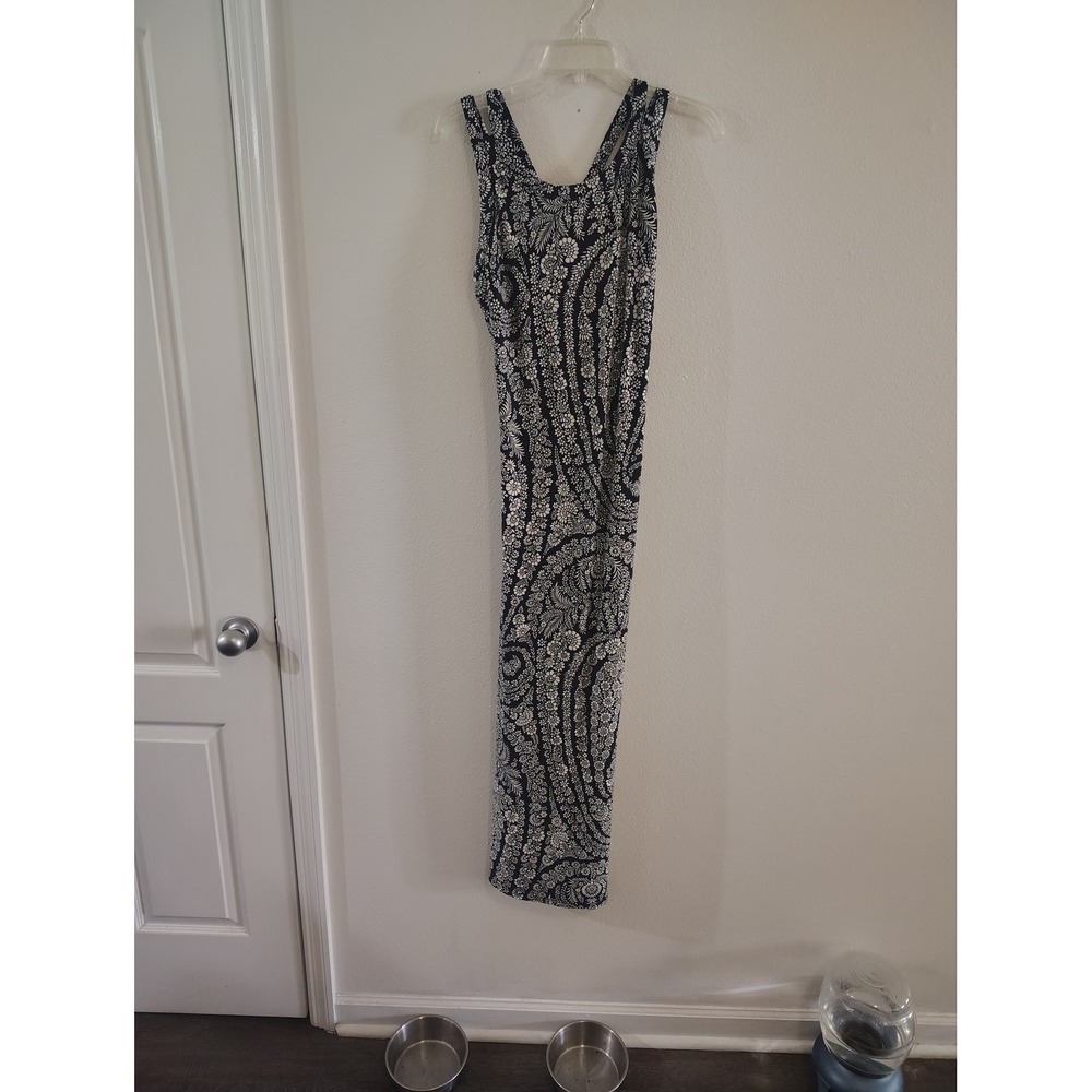 Tommy Hilfiger Navy White Paisley Floral Strappy Back Maxi Dress Womens‎ 8